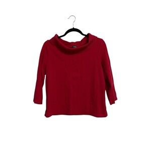Rafaella Sweater Standing Collar Size L Petite Red